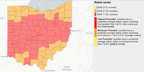 radon levels in Ohio are among the highest in the country.